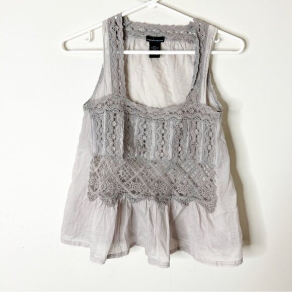 Victoria's Secret Moda Babydoll Blouse Tank Top Gray Lace Size XS - Picture 4 of 11
